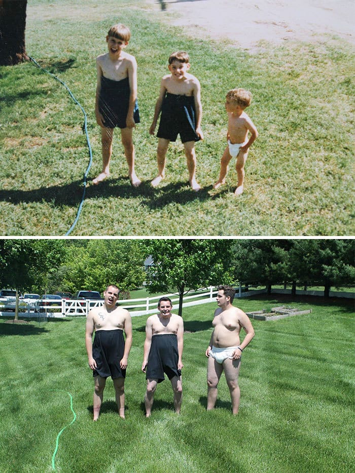 Братья и сестры повторяют фотографии из детства и это выглядит прекрасно - 17 лучших фотографий