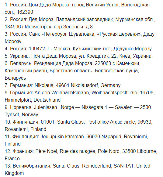 Куда правильно писать письмо деду Морозу