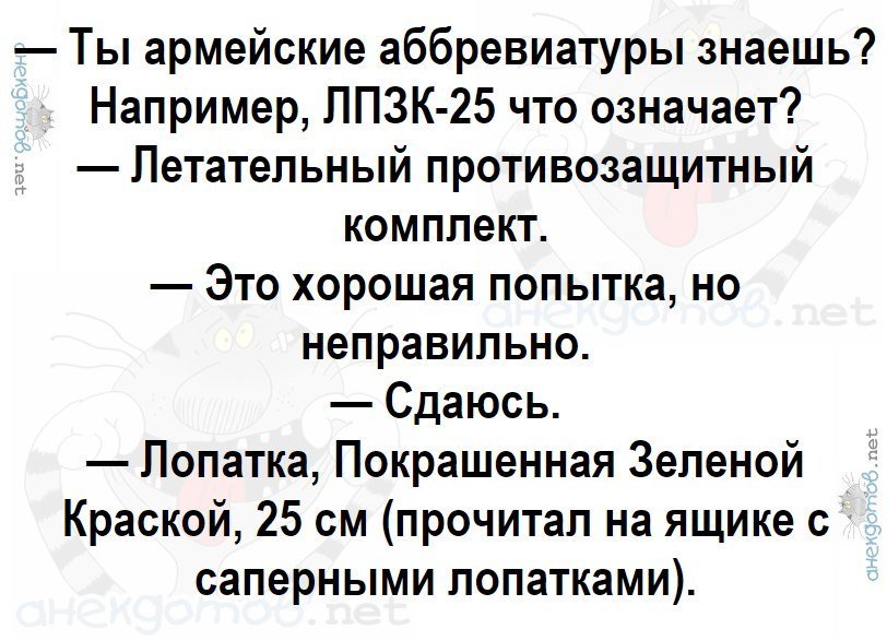 Анекдот про армейские будни