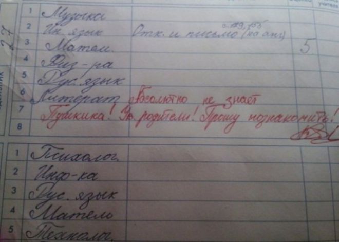 Будни учителей: 15 записей в школьных дневниках!