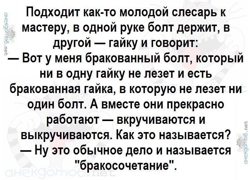Анекдот про молодого слесаря