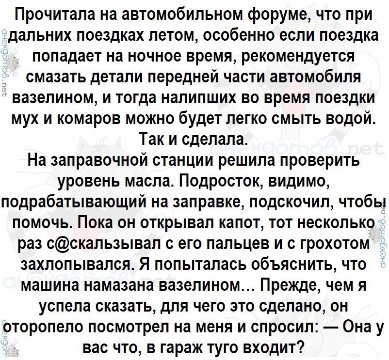 Анекдот про автолюбительницу