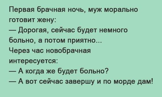 Анекдот про первую брачную ночь