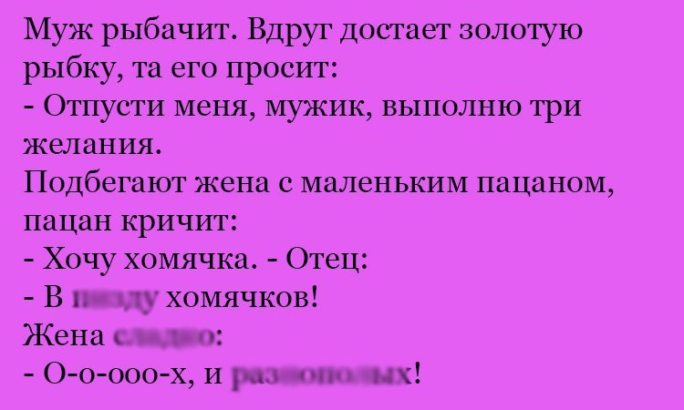 Анекдот про желания и хомячка