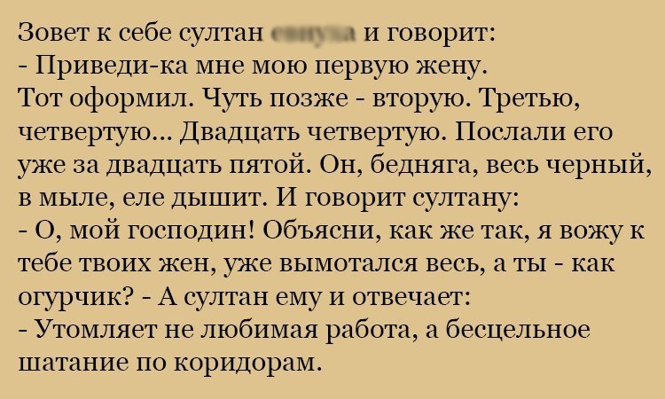 Анекдот про кучу жен
