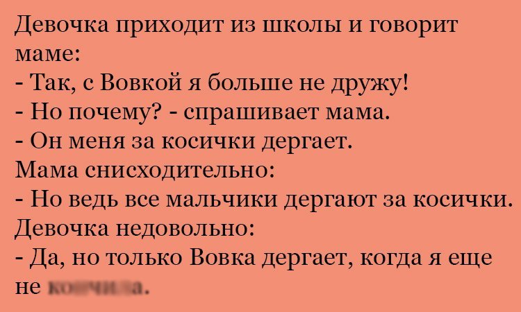 Анекдот про Вовку и косички