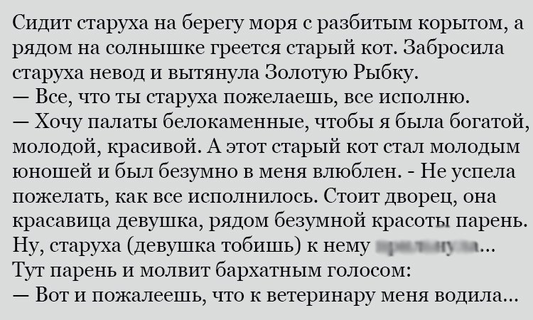Анекдот про старого кота