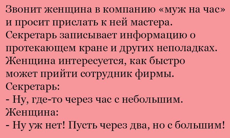Анекдот про мужа на час