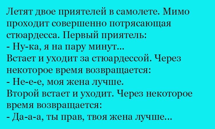 Анекдот про стюардессу и жену