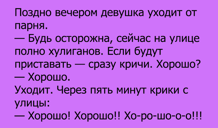 Анекдот про девушку и наставления парня