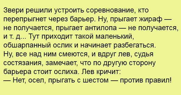 Анекдот про соревнования животных в лесу